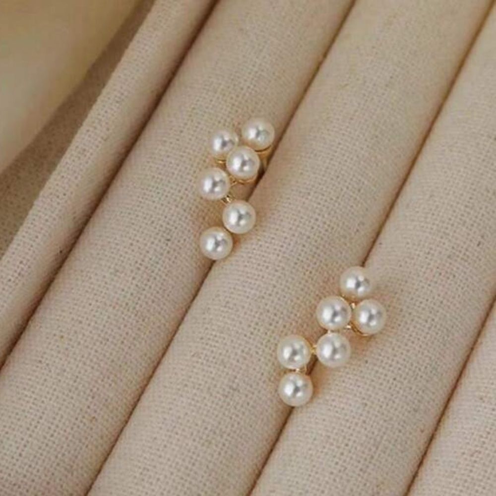 Anthropologie Pearl Cluster Gold and White Earrings
